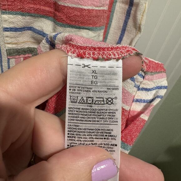 Old Navy Striped Linen Blend Dress Sleeveless Size XL - Picture 6 of 7